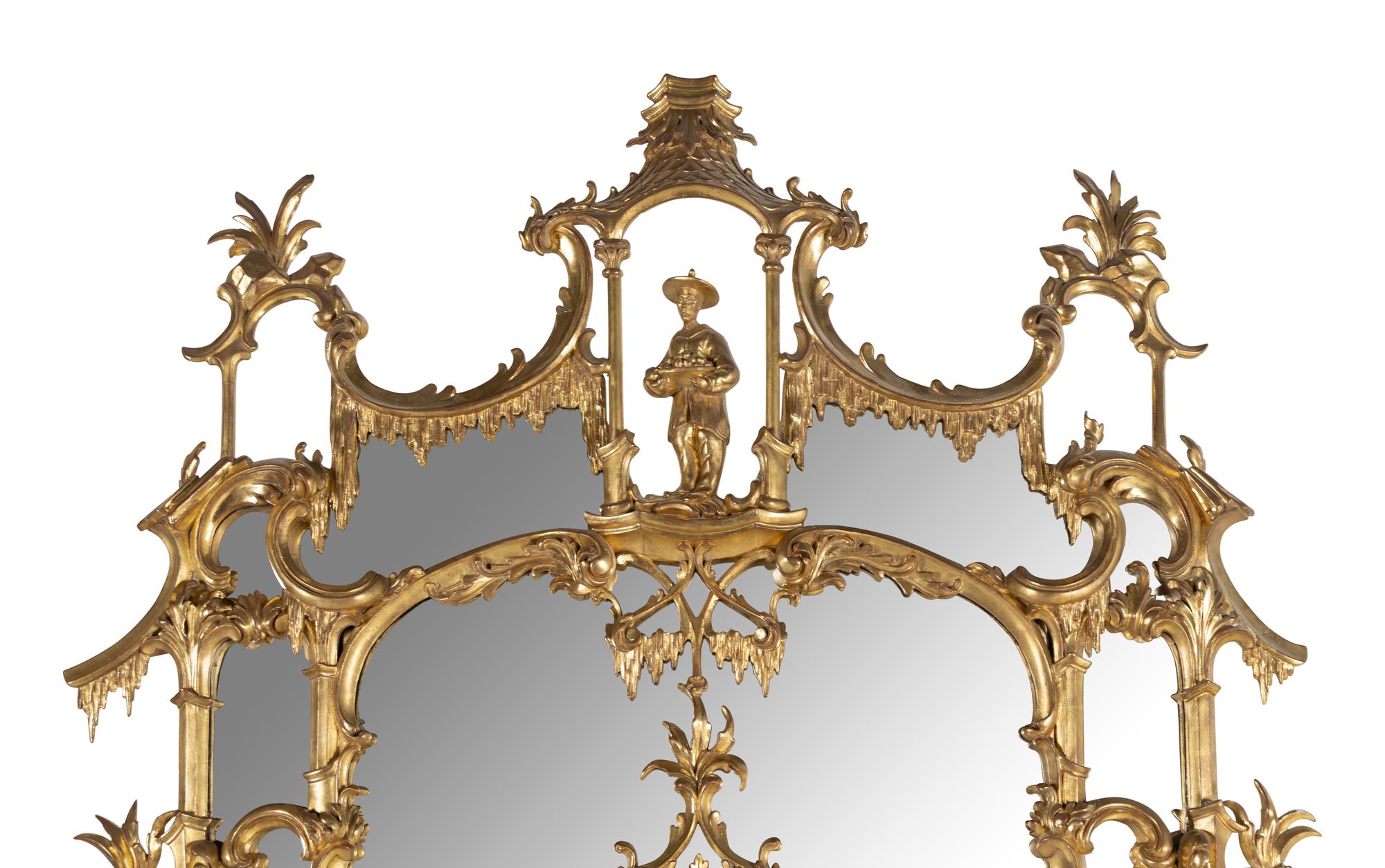 A Massive Pair of English Carved Giltwood Pier Mirrors