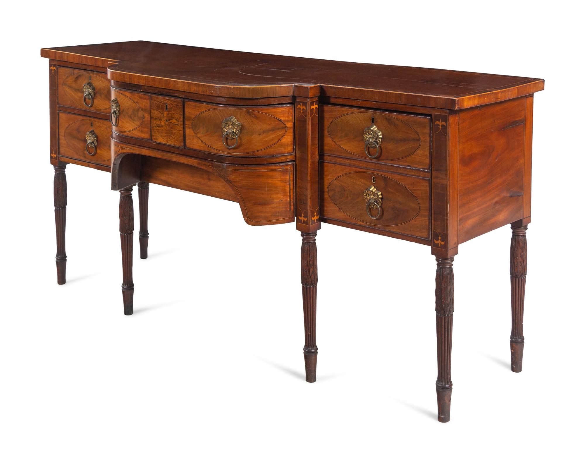 A George III Mahogany, Satinwood and Rosewood Sideboard