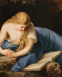 A Berlin (K.P.M.) Porcelain Plaque Depicting Penitent Magdalene After Pompeo Batoni