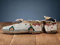 Sioux and Cheyenne Beaded Hide Moccasins