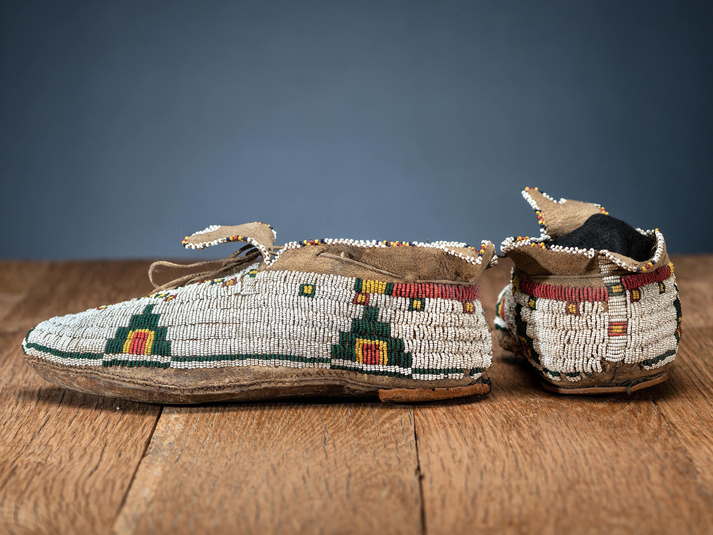 Sioux and Cheyenne Beaded Hide Moccasins