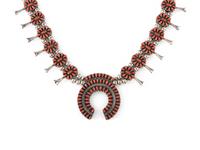 Navajo or Zuni Reversible Cluster Squash Blossom Necklace