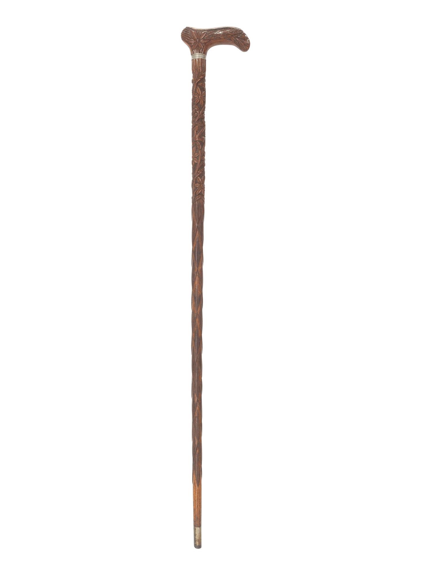 Presentation walking stick made from wood of the USS Kearsarge , ID'd to Capt. S. Samuels, 1891.