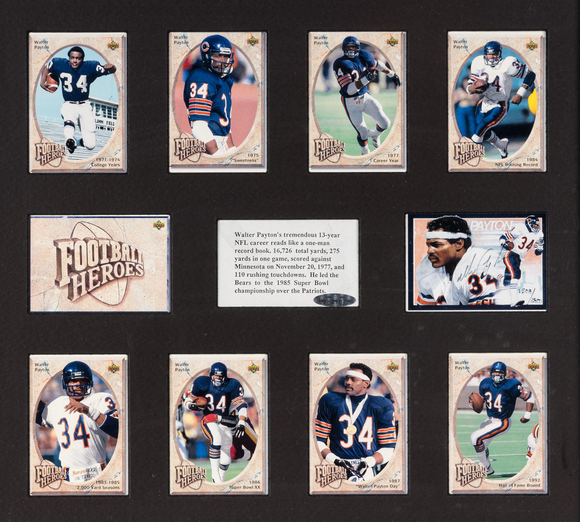 A 1992 Upper Deck Walter Payton Football Heroes Signed Autograph Display,