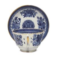 A Collection of Forty-Two Chinese Export Porcelain Fitzhugh Teacups and Saucers