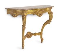 A Louis XV Style Giltwood Marble-Top Console Table
