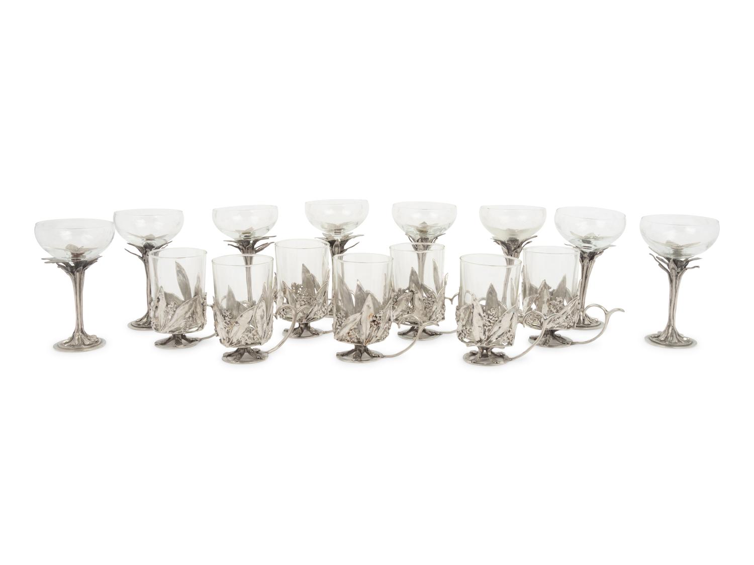 A Collection of Castor Cooper Pewter Stemware