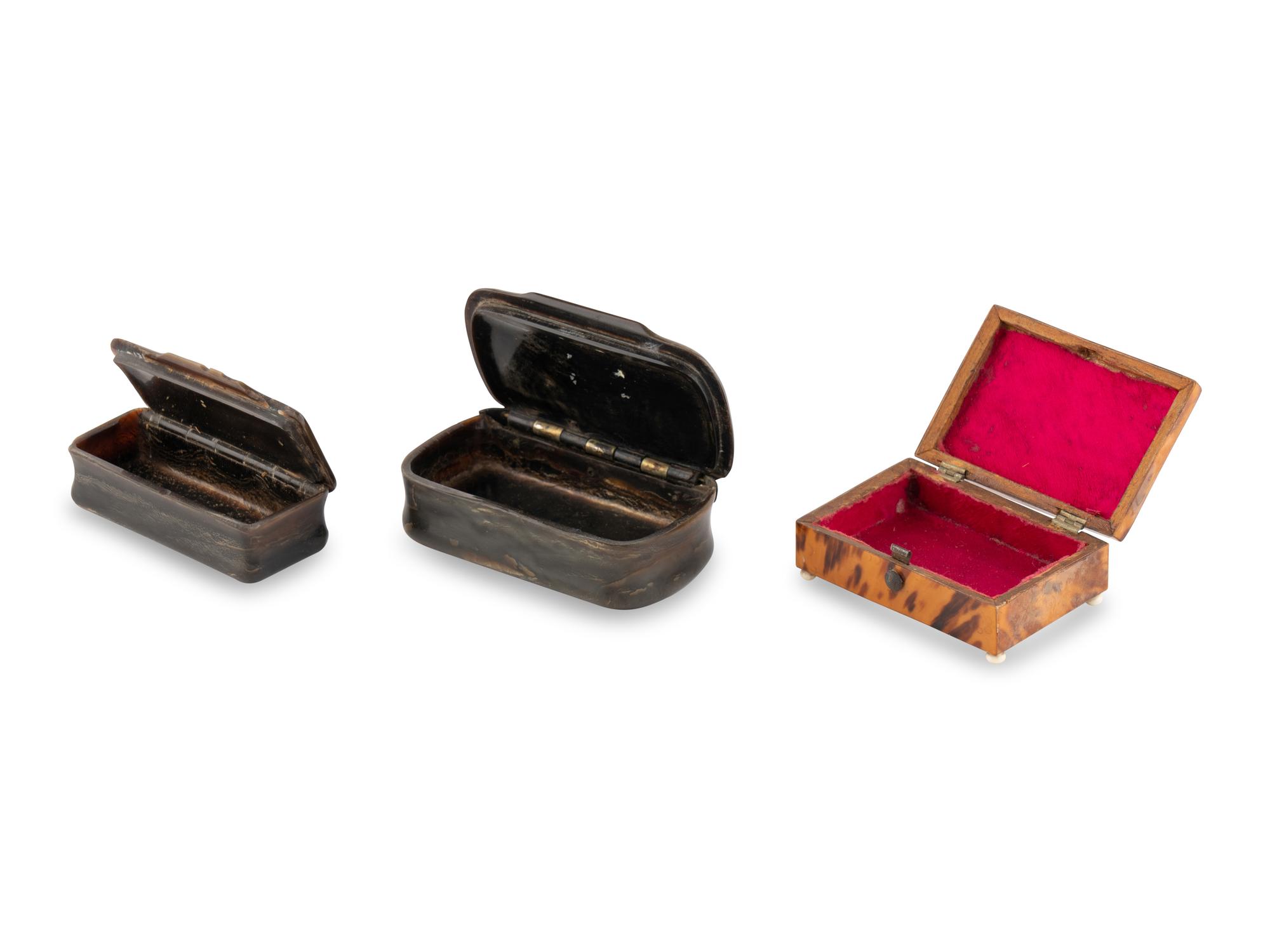 Three English Tortoise Shell Snuff Boxes