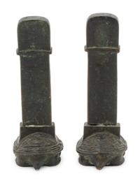 A Pair of Small Chinese Bronze Steles