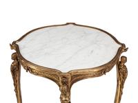 A Louis XV Style Gilt Bronze and White Marble Side Table