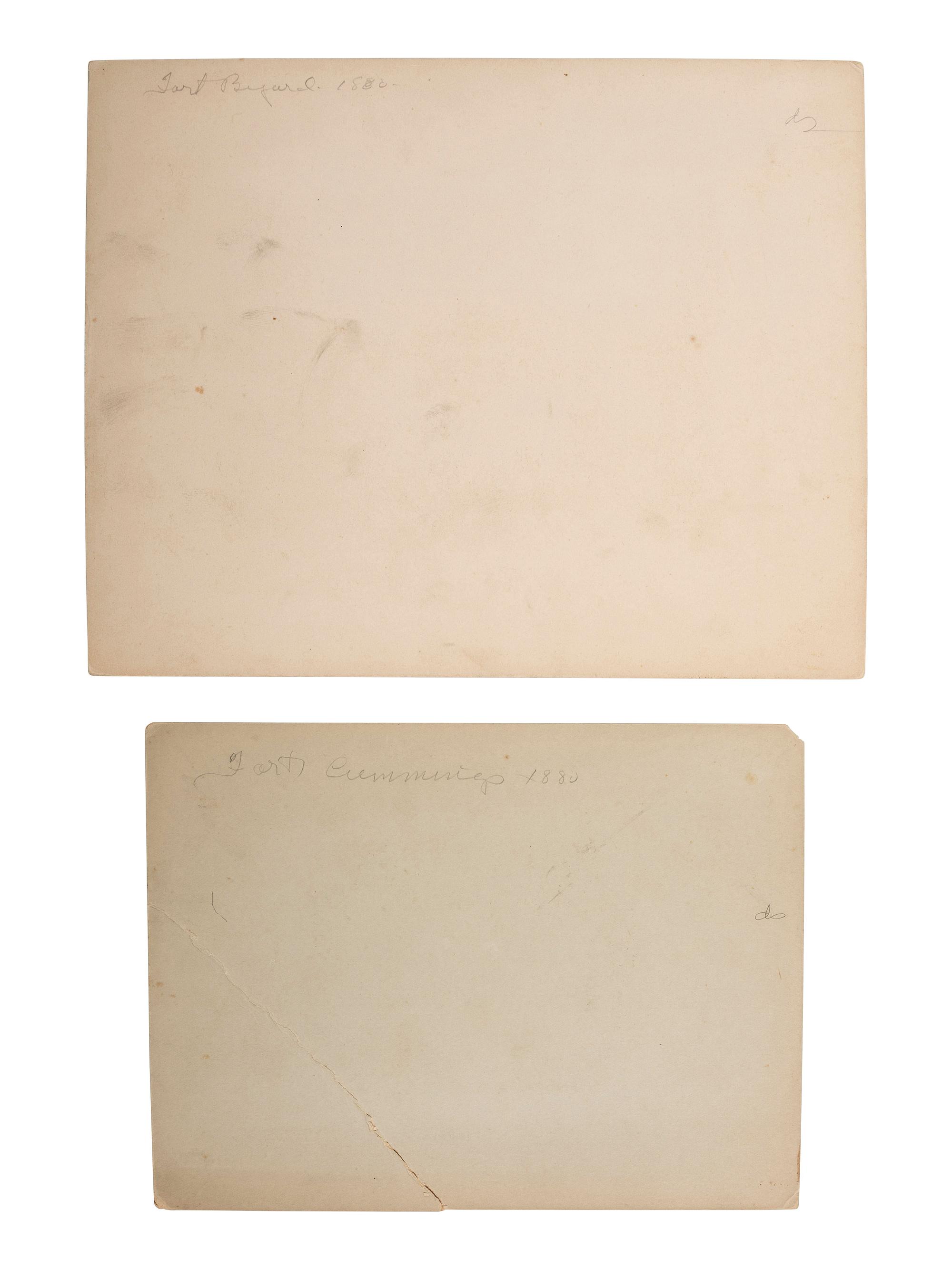 [LATE INDIAN WARS]. A group of 2 photographs of Fort Cummings and Fort Bayard, New Mexico. 1880.