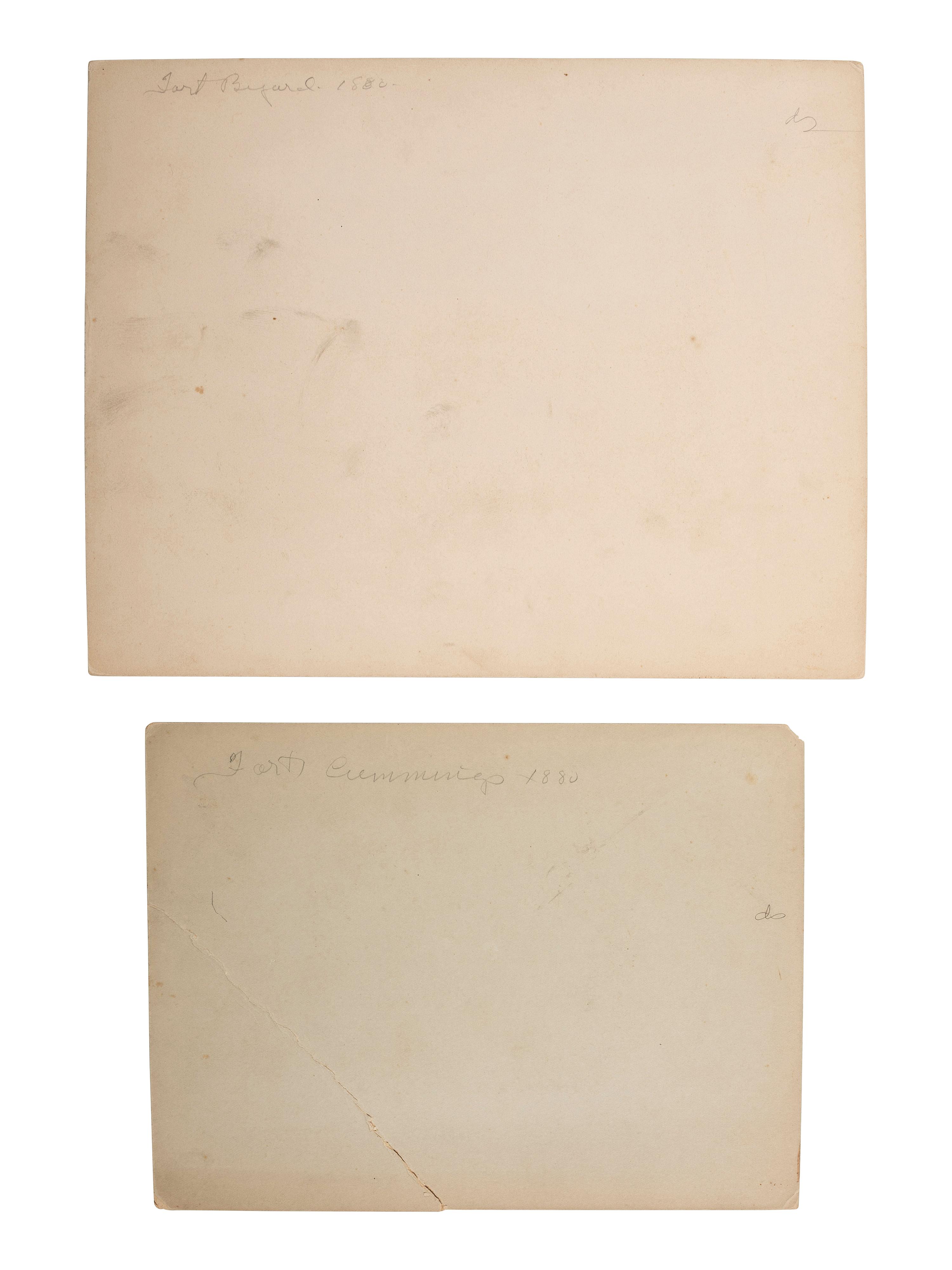[LATE INDIAN WARS]. A group of 2 photographs of Fort Cummings and Fort Bayard, New Mexico. 1880.