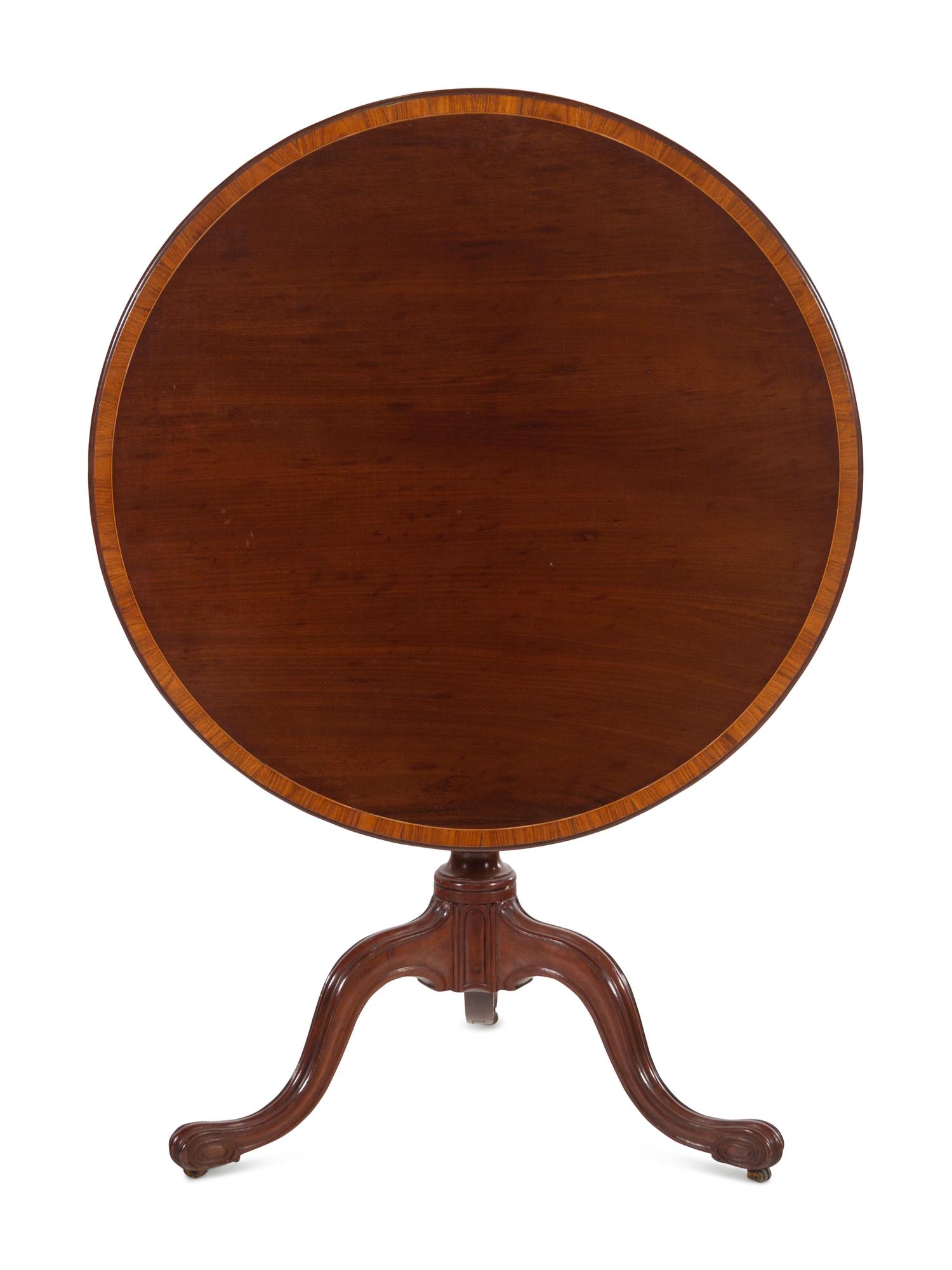 A George III Style Rosewood and Mahogany Tilt-Top Tea Table