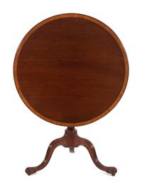 A George III Style Rosewood and Mahogany Tilt-Top Tea Table
