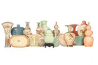Ten Painted Wood Silhouettes of Chinese Porcelain Vases and Table Articles