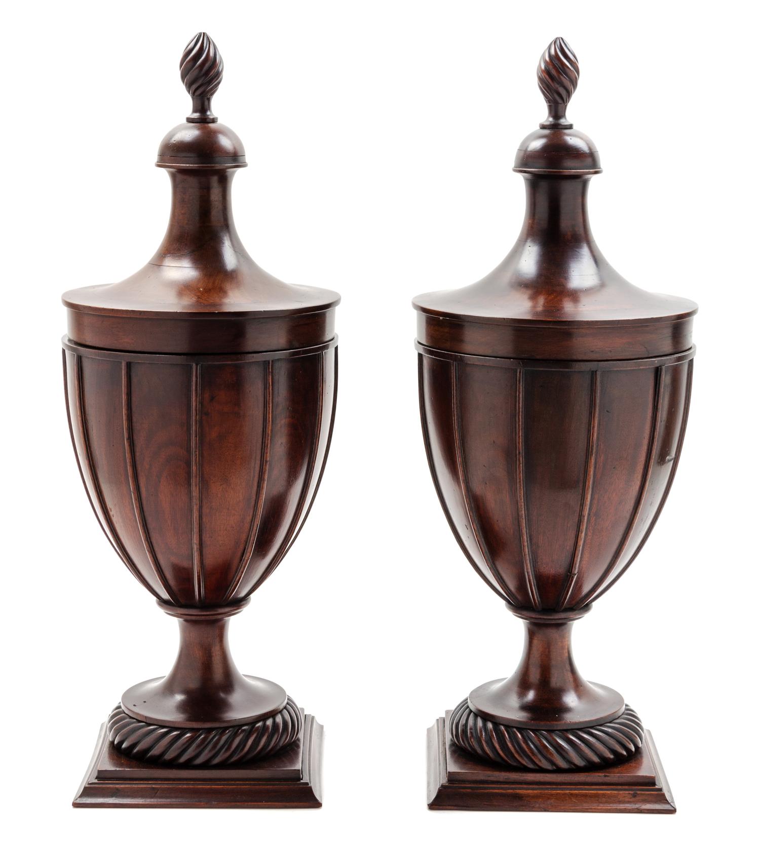 A Pair of Regency Style Mahogany Cutlery Urns Height 28 1/2 inches. — LATE 19TH/EARLY 20TH CENTURY