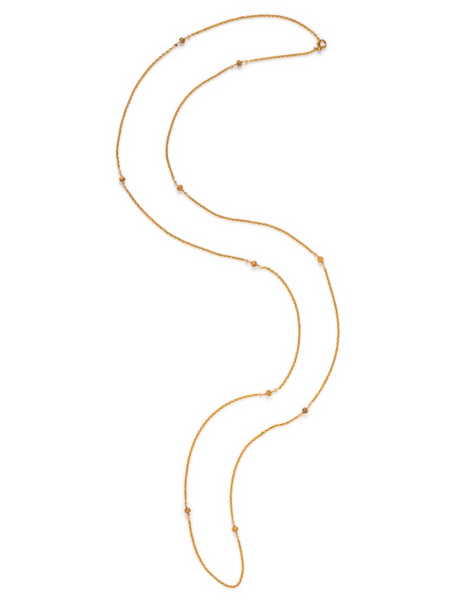 FRENCH, ANTIQUE, YELLOW GOLD LONGCHAIN NECKLACE