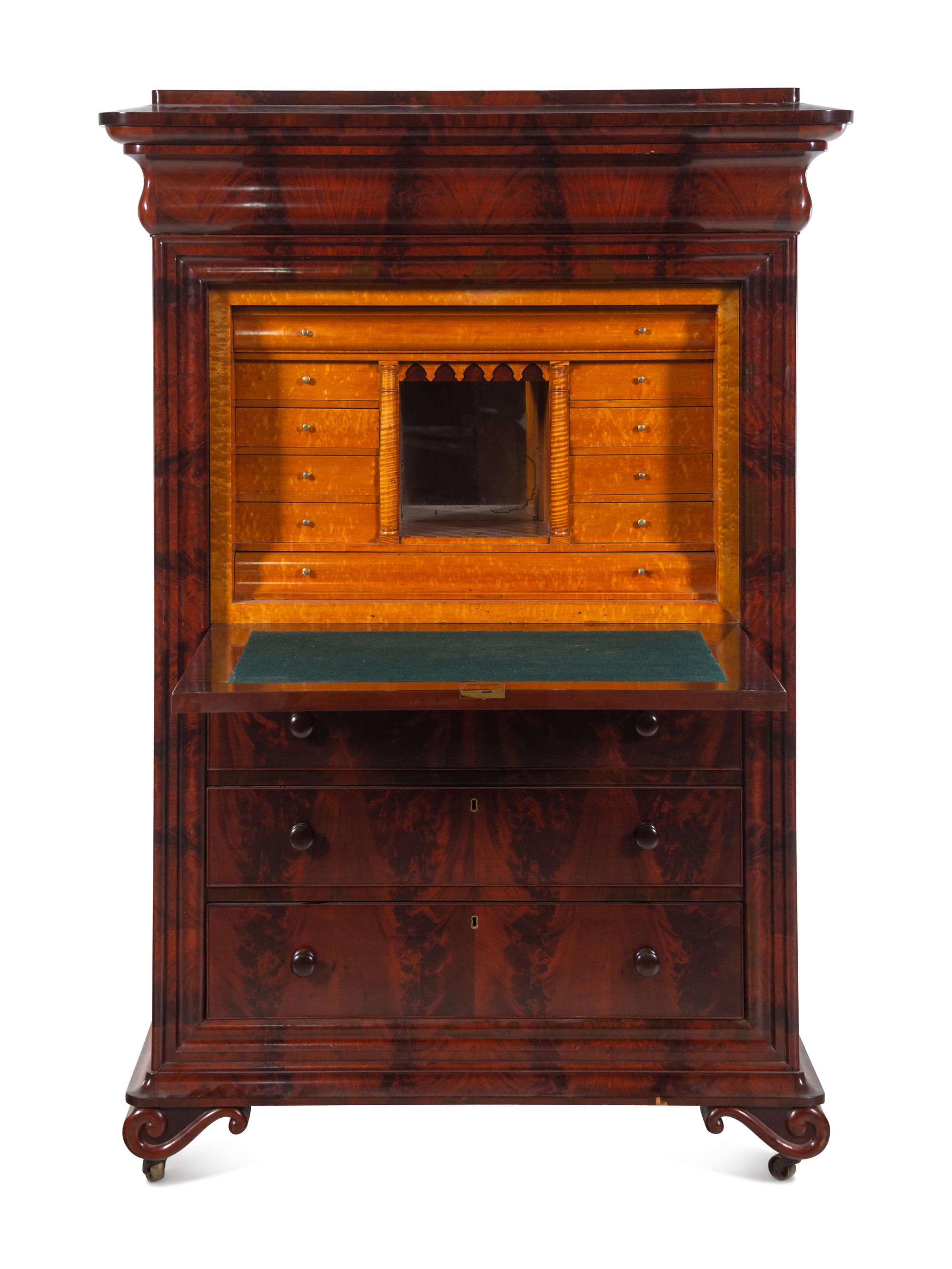A Louis Philippe Figured Mahogany Secrétaire à Abattant