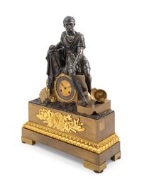 A French Gilt and Patinated Bronze Mantel Clock