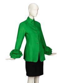 Isaac Mizrahi, Green Ruffle Cuff Jacket