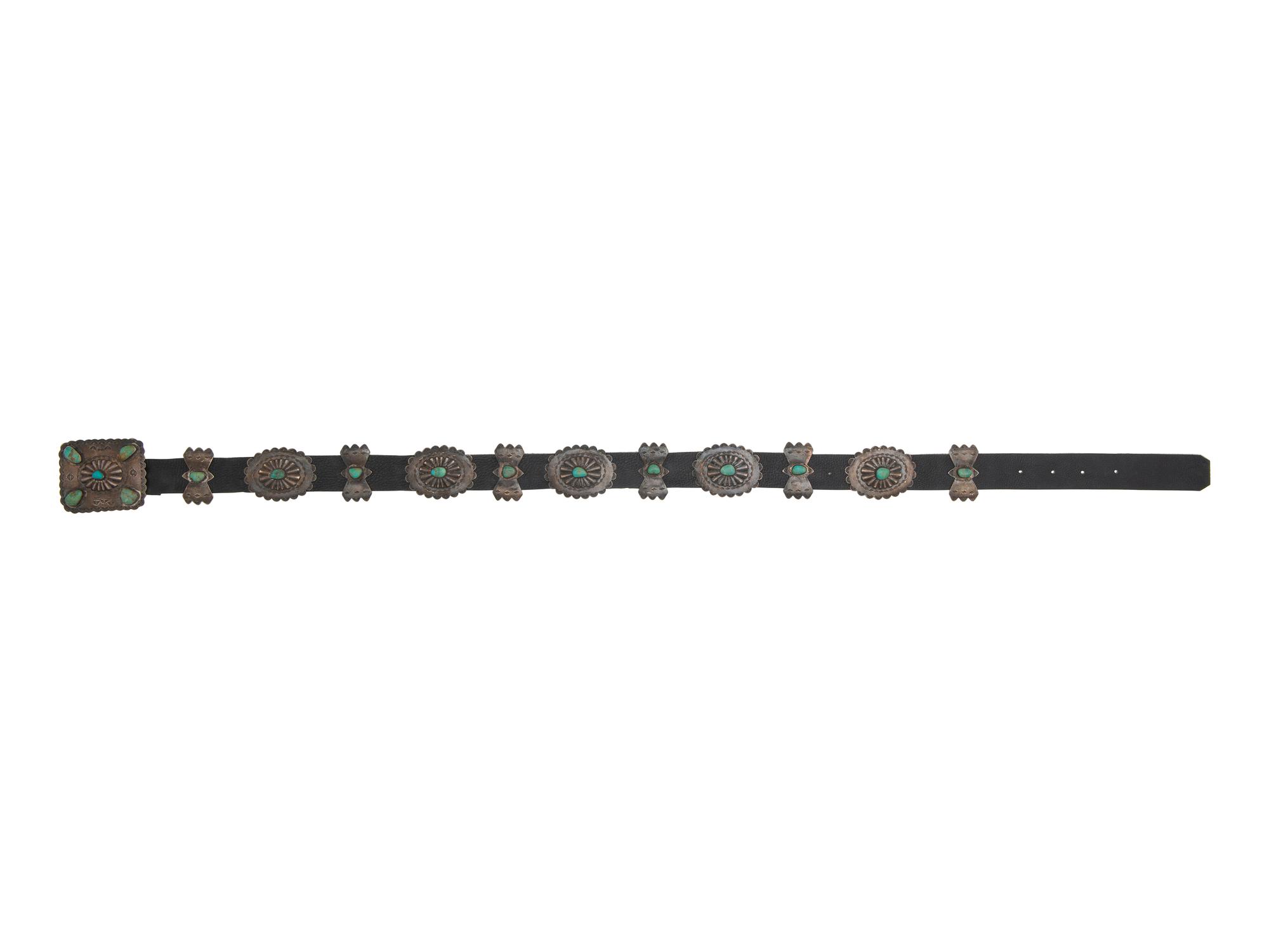 Navajo Sterling Silver and Turquoise Concha Belt