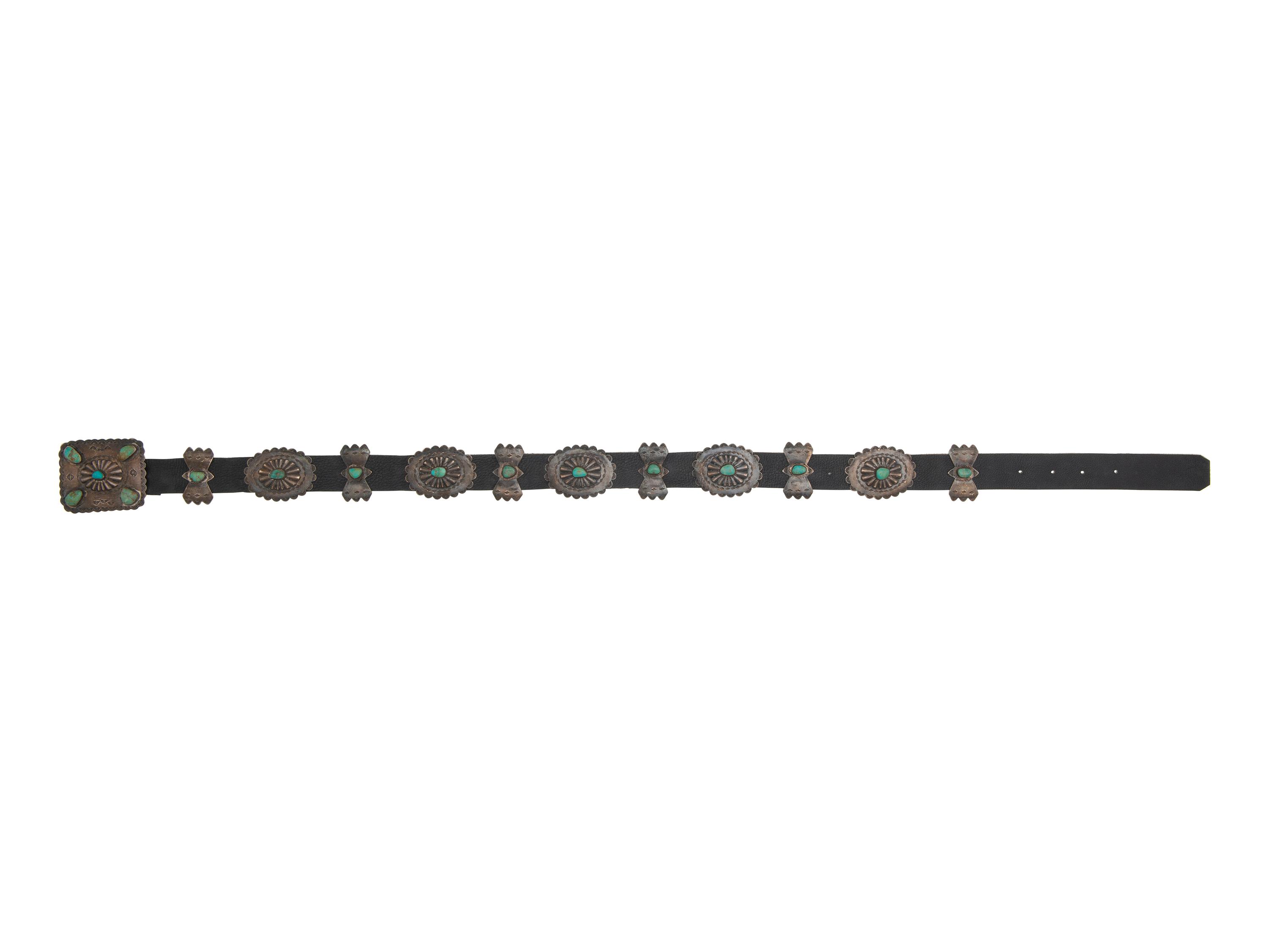 Navajo Sterling Silver and Turquoise Concha Belt