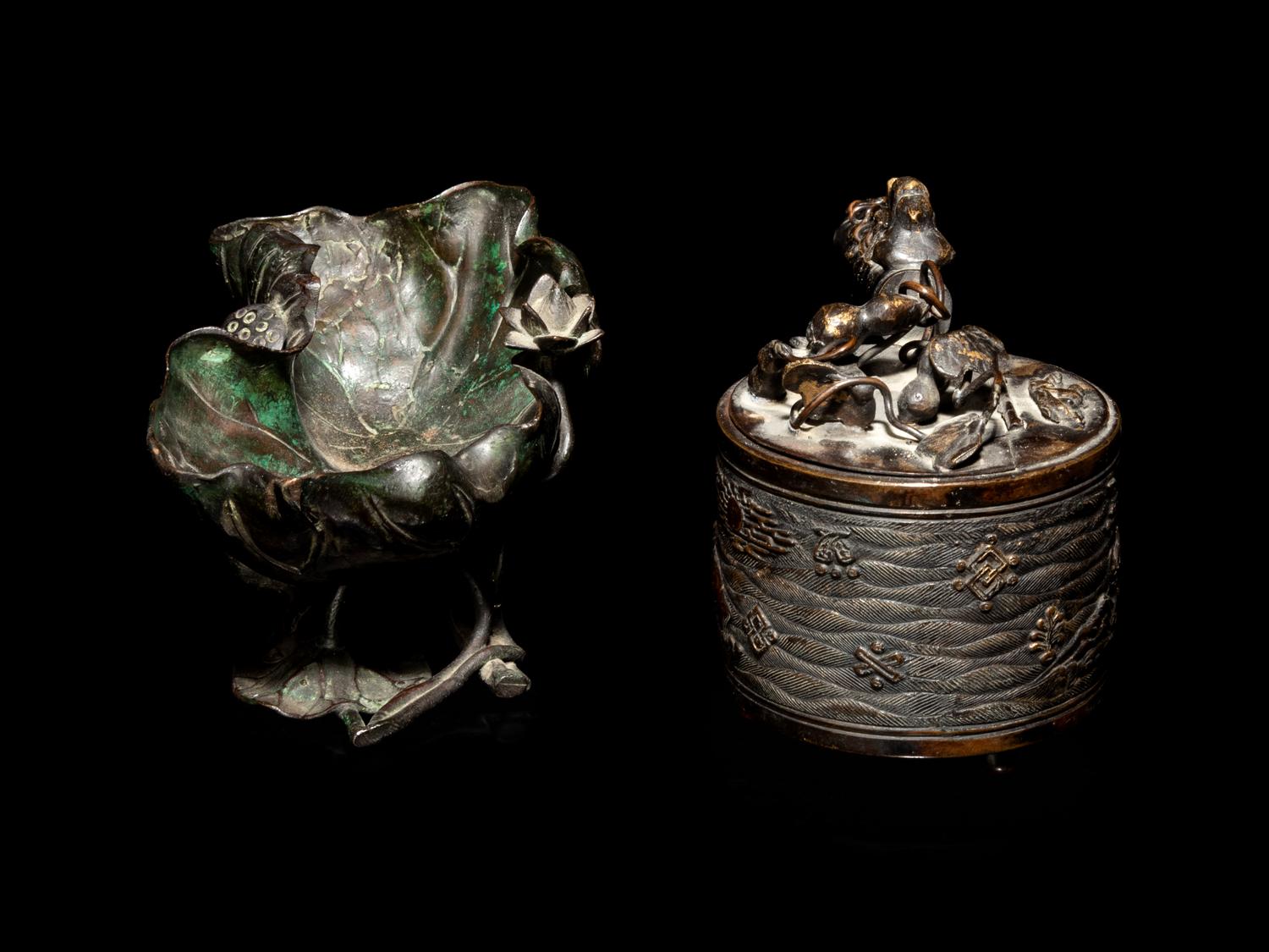 Nine Chinese Bronze Incense Wares