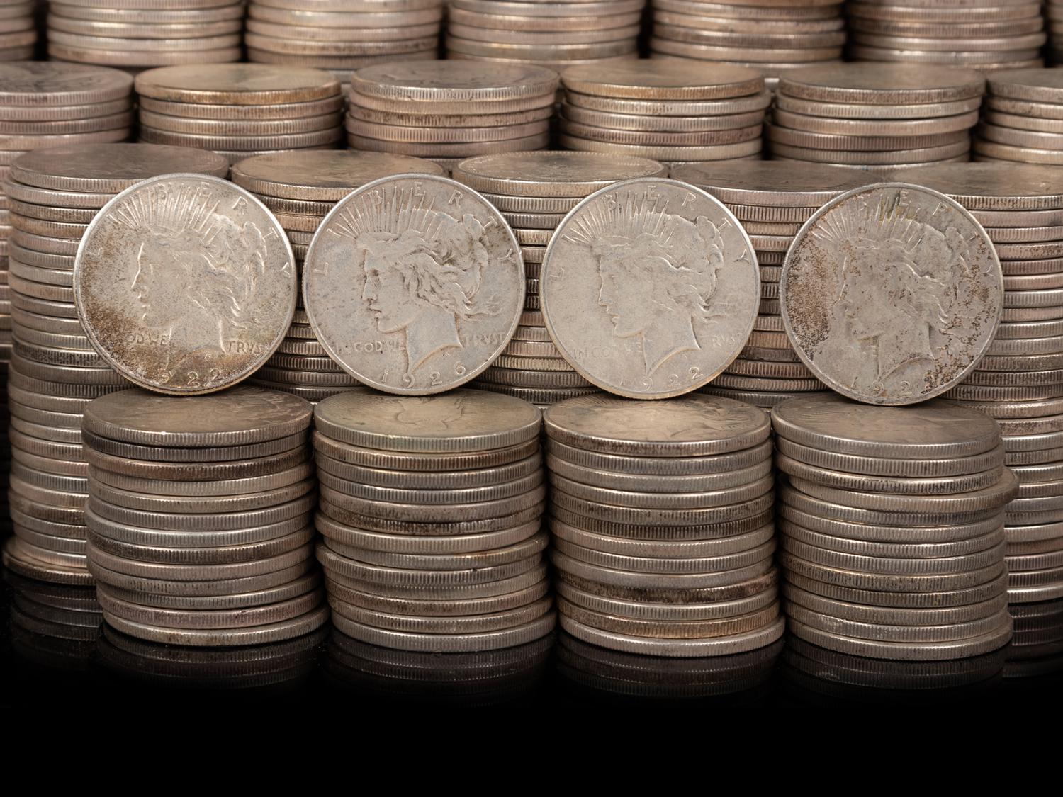 A Large Collection of Peace $1 Coins