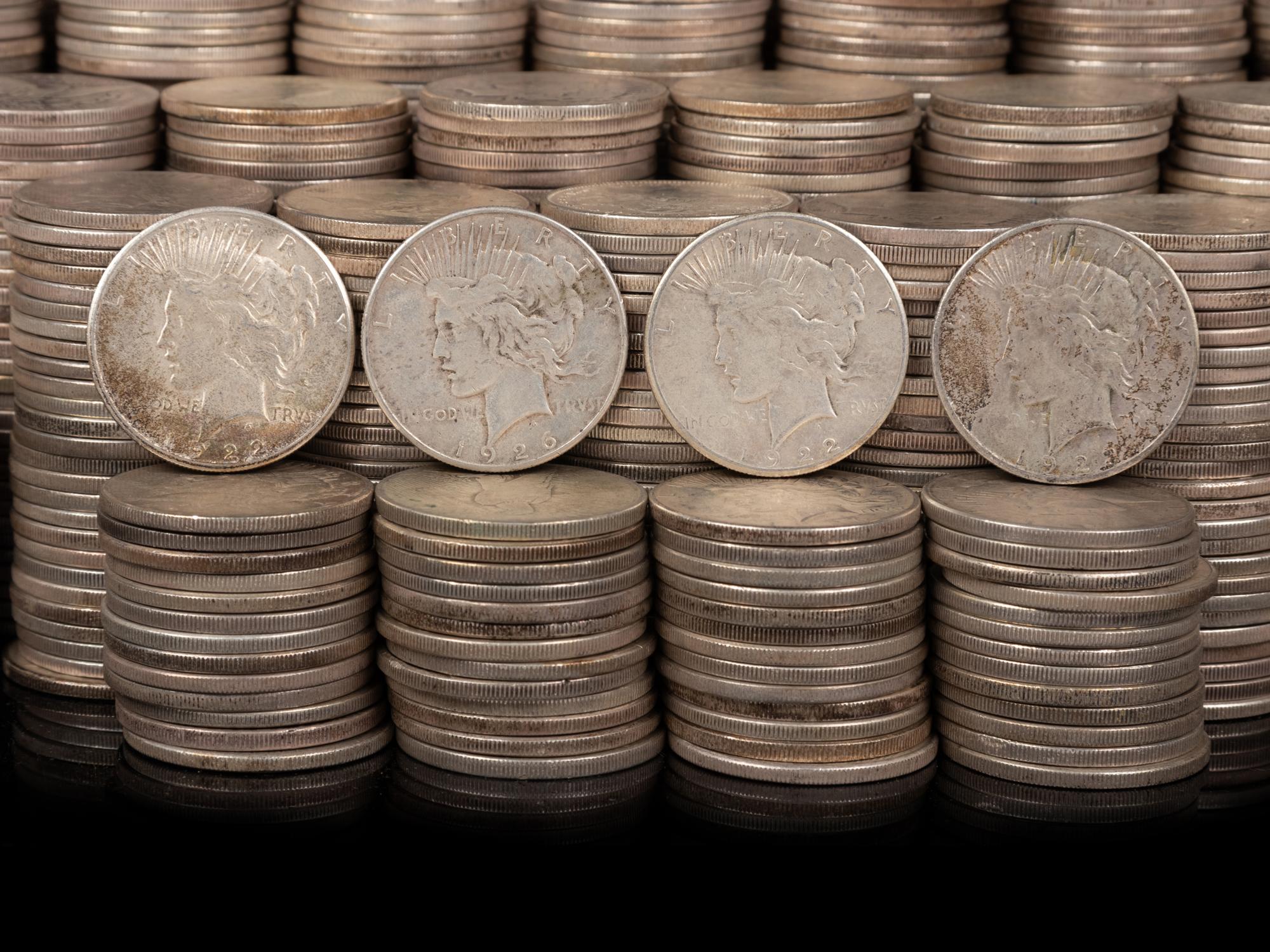 A Large Collection of Peace $1 Coins