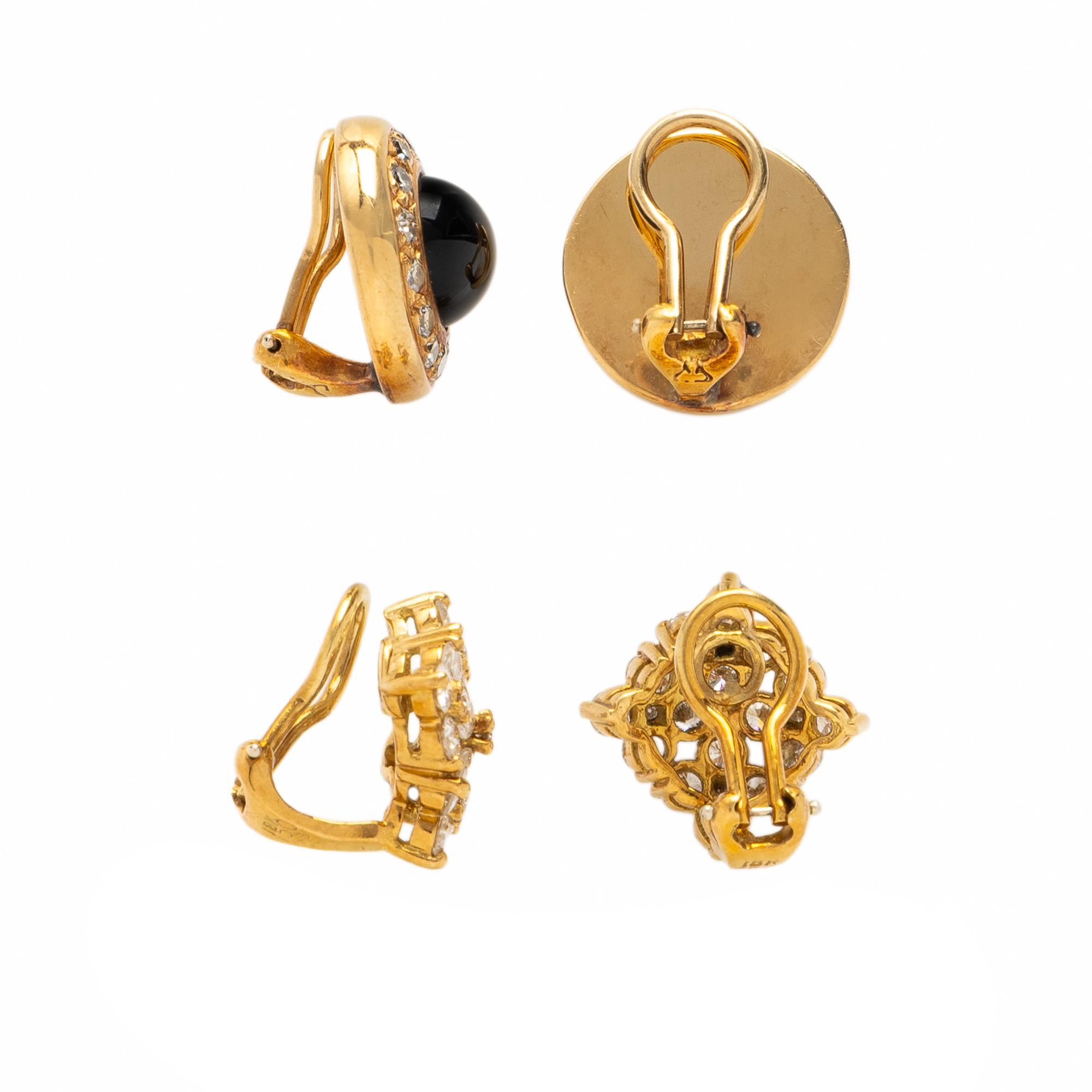 Two Pairs of Multigem and Yellow Gold Earrings