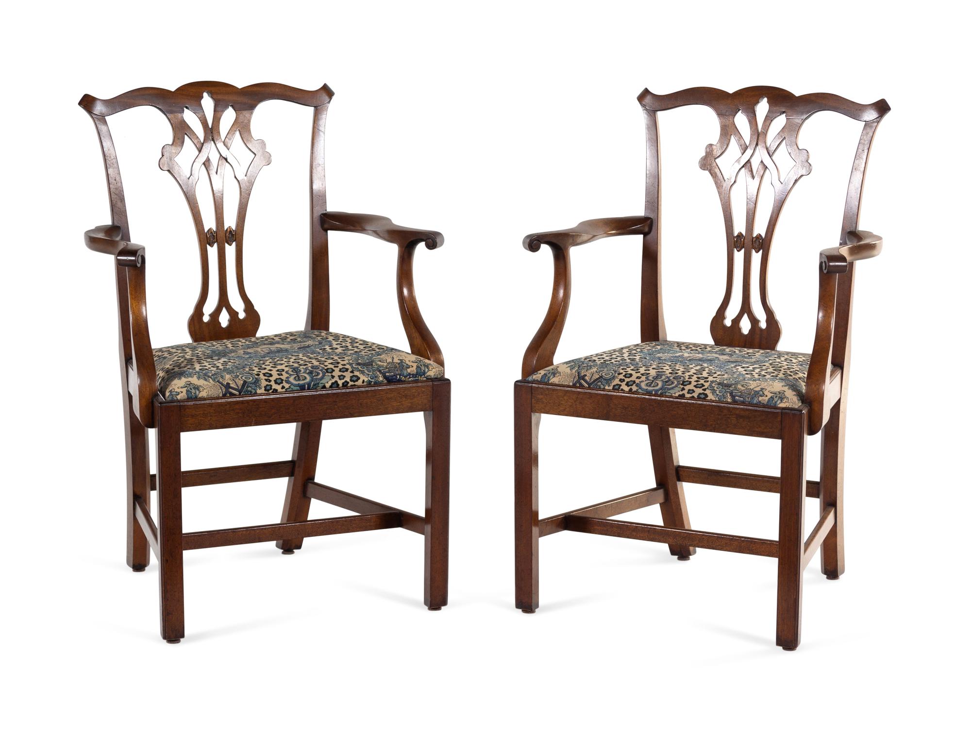 A Pair of George III Style Mahogany Armchairs