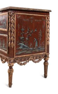 A Piedmontese Painted and Parcel Gilt Commode