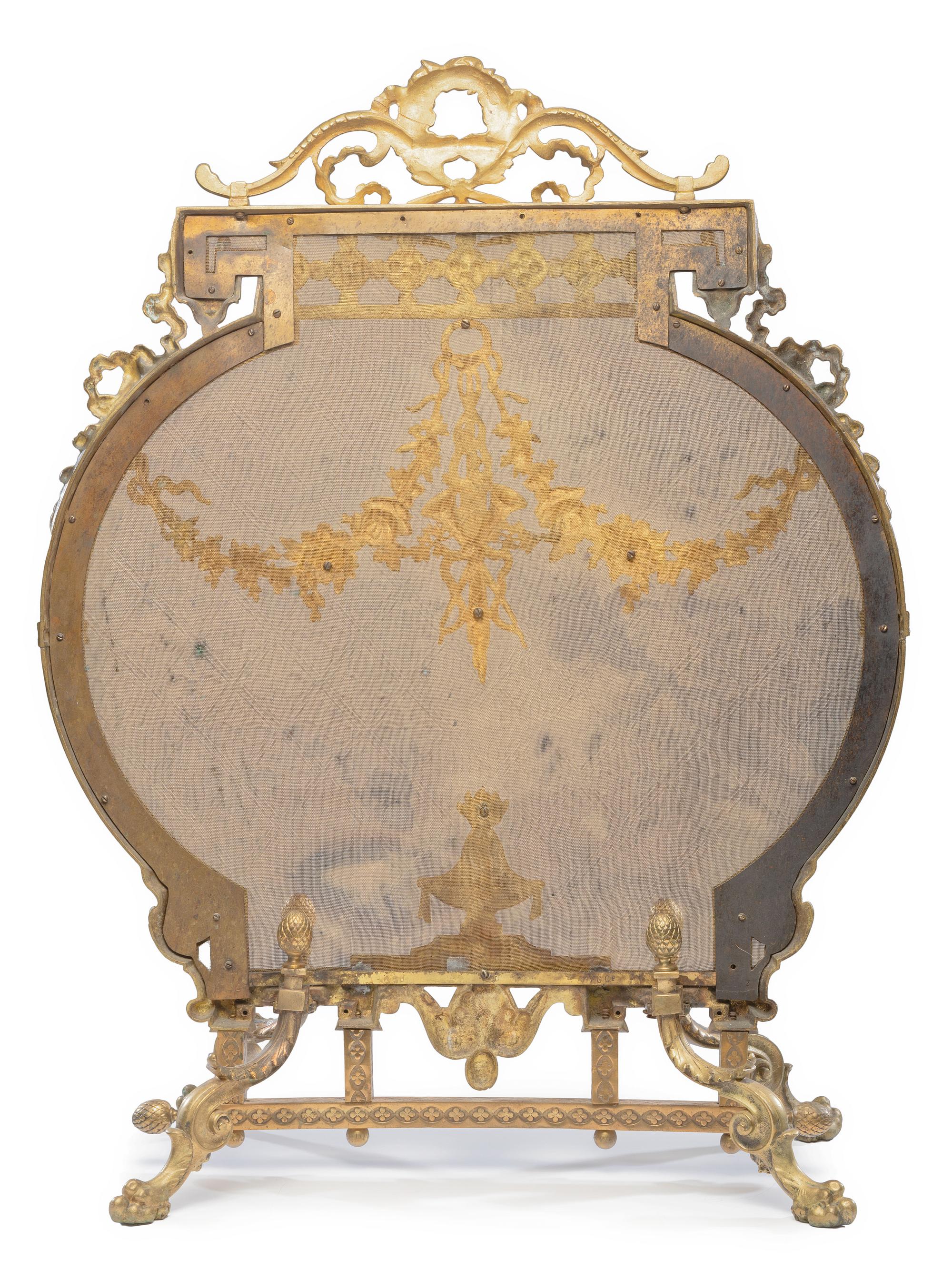 A Louis XVI Style Gilt Bronze Fire Screen