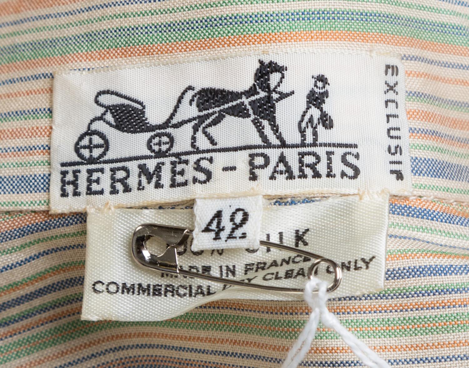 An Hermes Silk Striped Blouse, Size 42.
