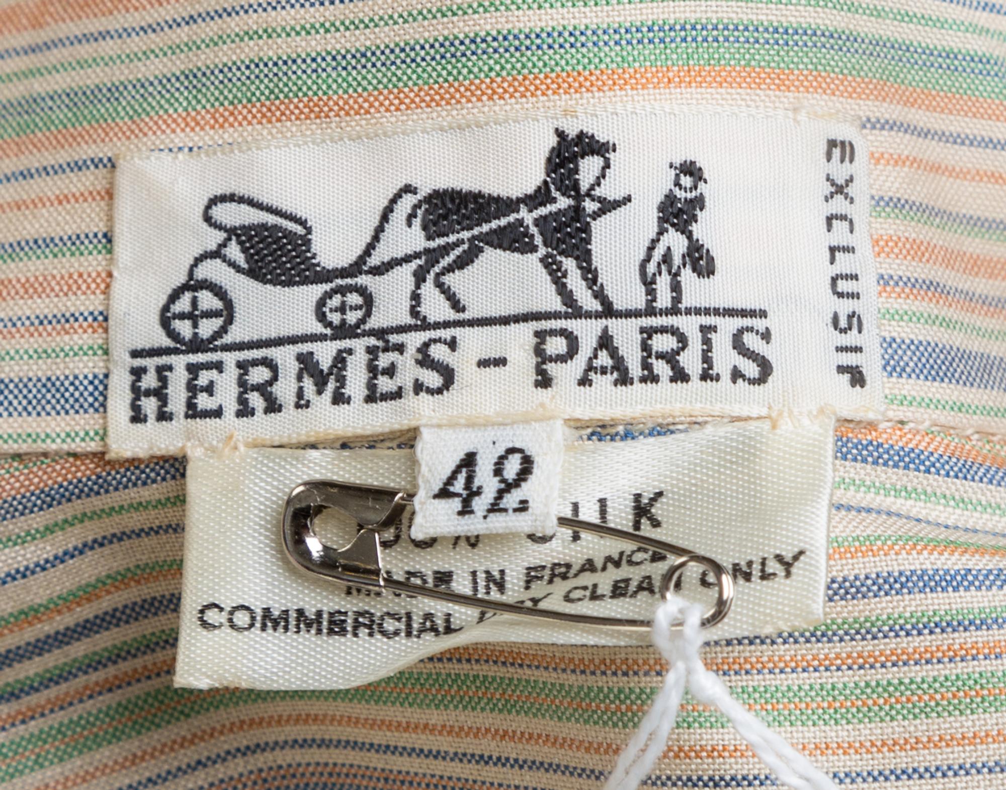 An Hermes Silk Striped Blouse, Size 42.