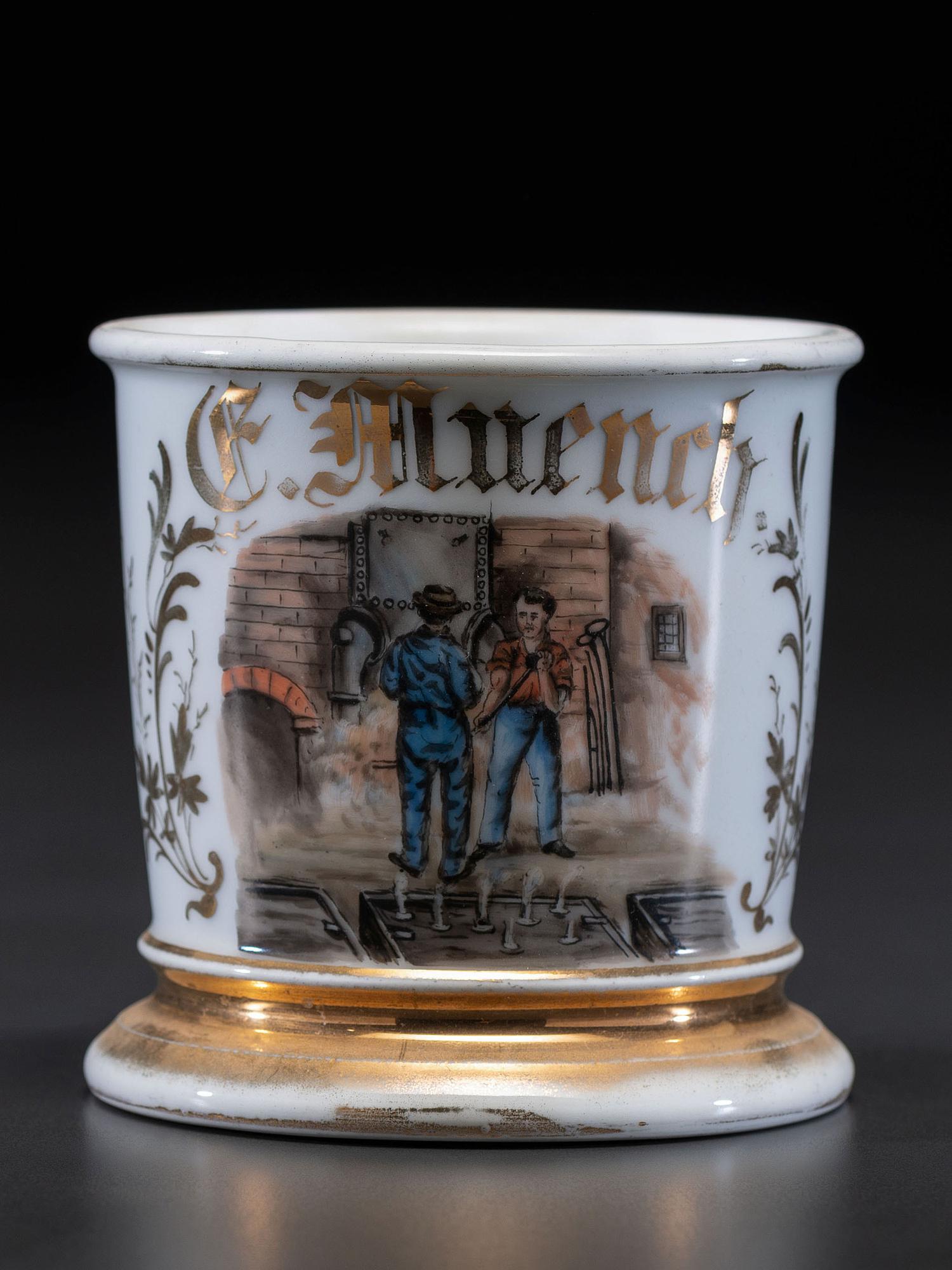 A Foundry Worker's Porcelain Occupational Shaving Mug