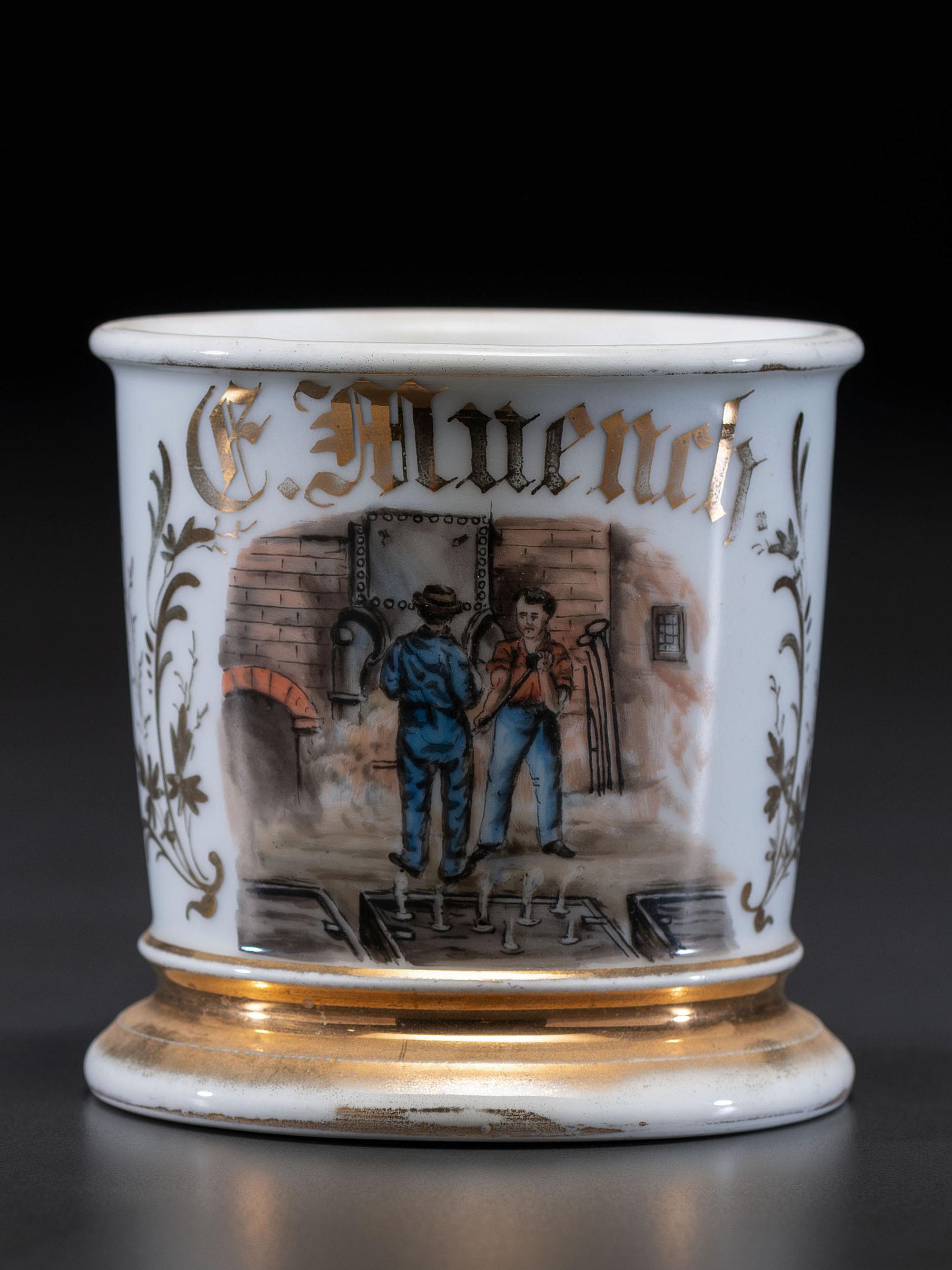 A Foundry Worker's Porcelain Occupational Shaving Mug