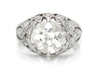 An Art Deco Platinum and Diamond Ring, 4.40 dwts.