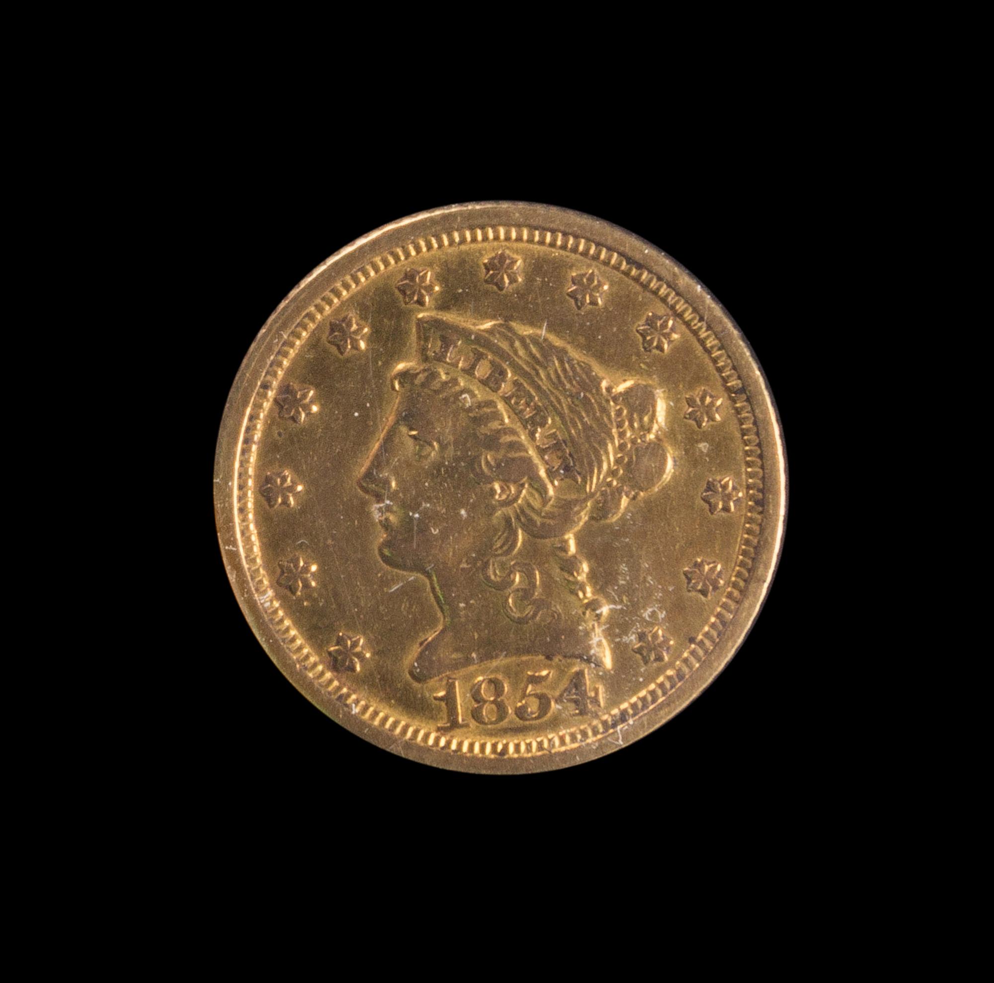 A United States 1854-O Liberty Head $2.50 Gold Coin