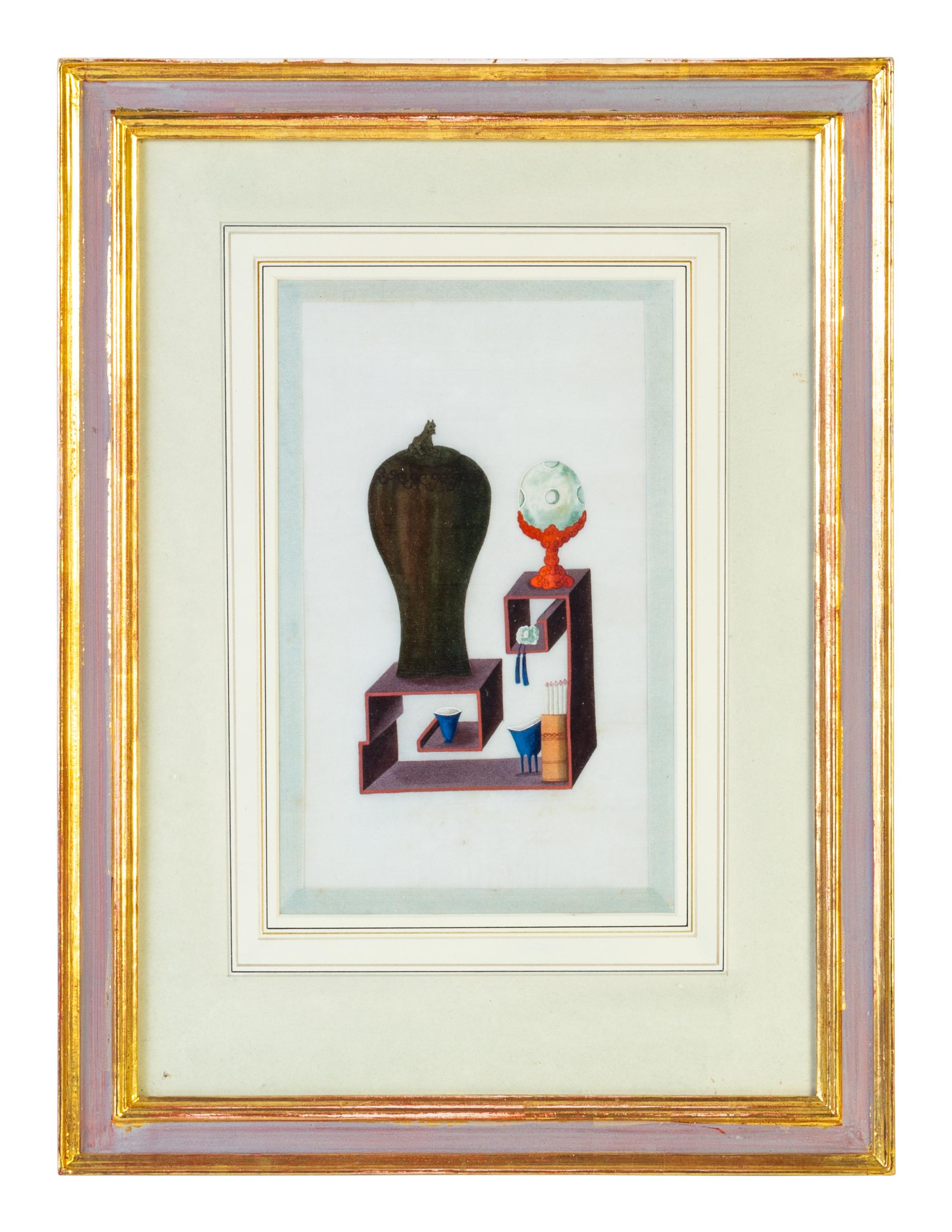 Twelve Chinese Export Painted Pith Paper Scholarly Scenes
