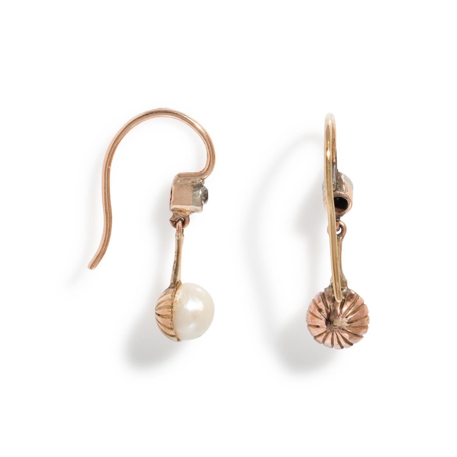 EDWARDIAN, DIAMOND AND PEARL EARRINGS