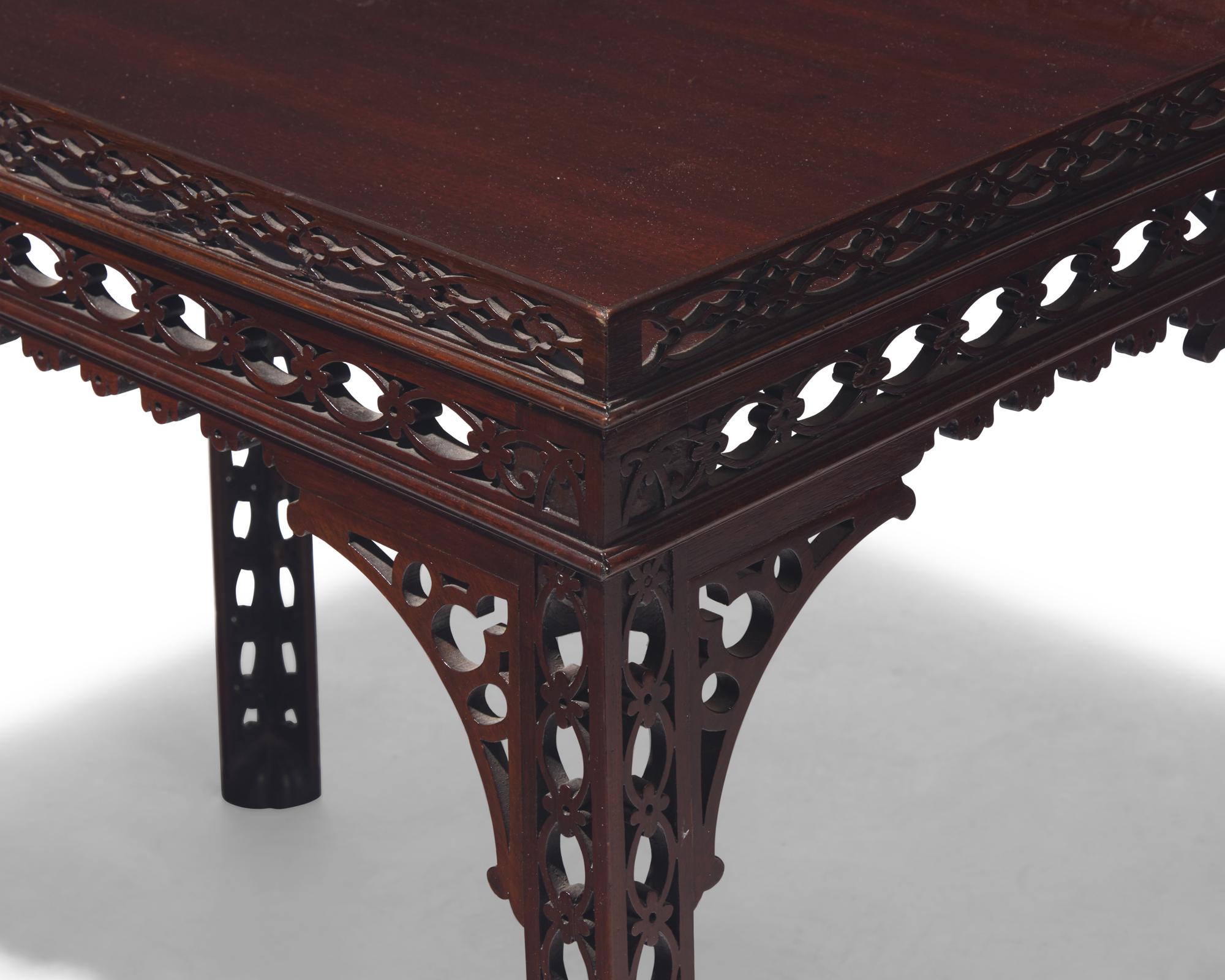 A George III fret-carved mahogany silver table, circa 1760