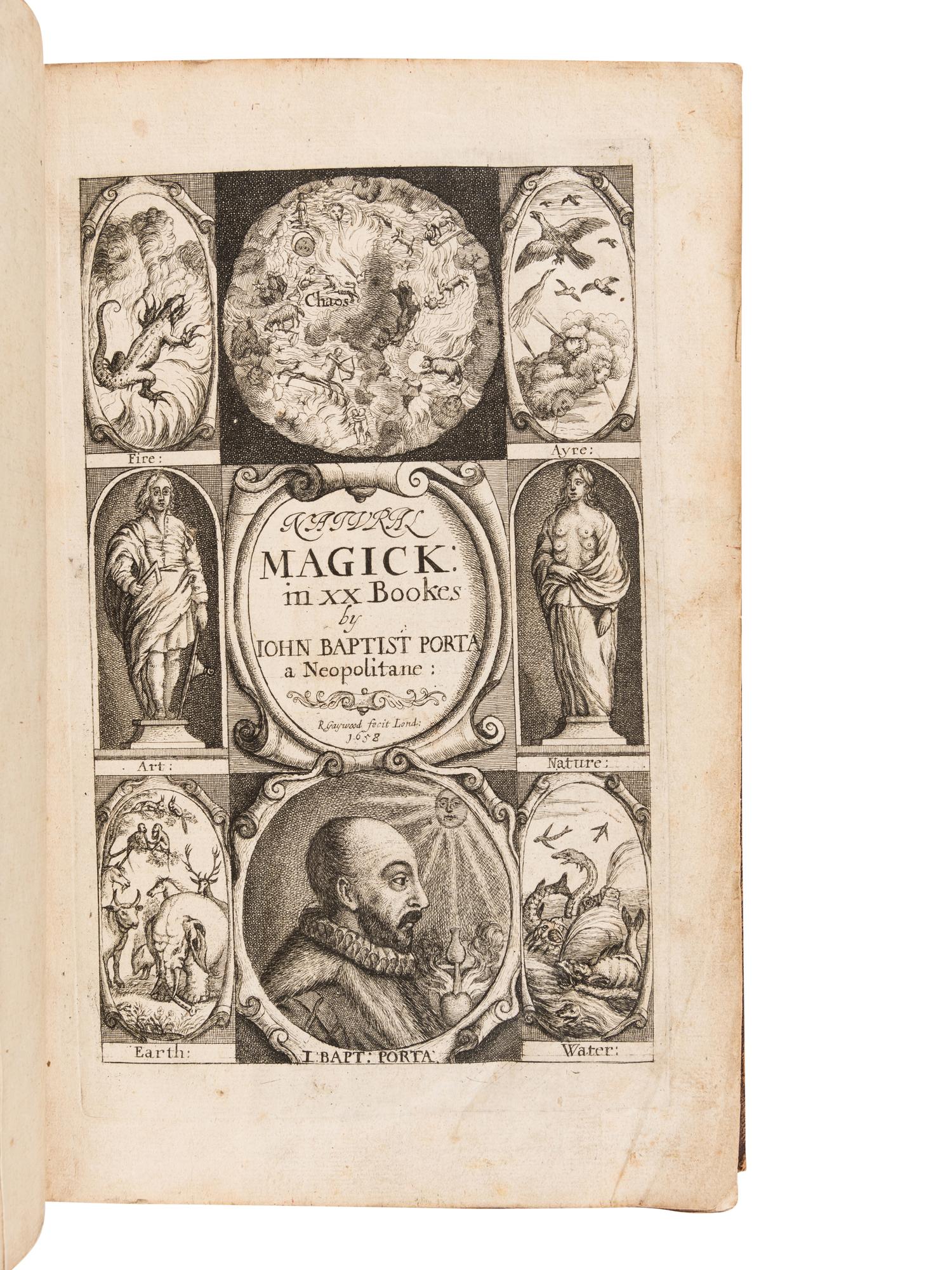 PORTA, Giambattista della (1535?-1615). Natural Magick...in twenty books . London: Thomas Young and Samuel Speed, 1658.