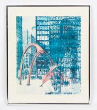 Alex Yaworski, (American, 1907-1997), Untitled (John Hancock Building) and Calder Flamingo (2 works)