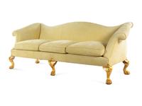 A George III Style Giltwood Camelback Sofa