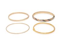 COLLECTION OF GOLD BANGLE BRACELETS