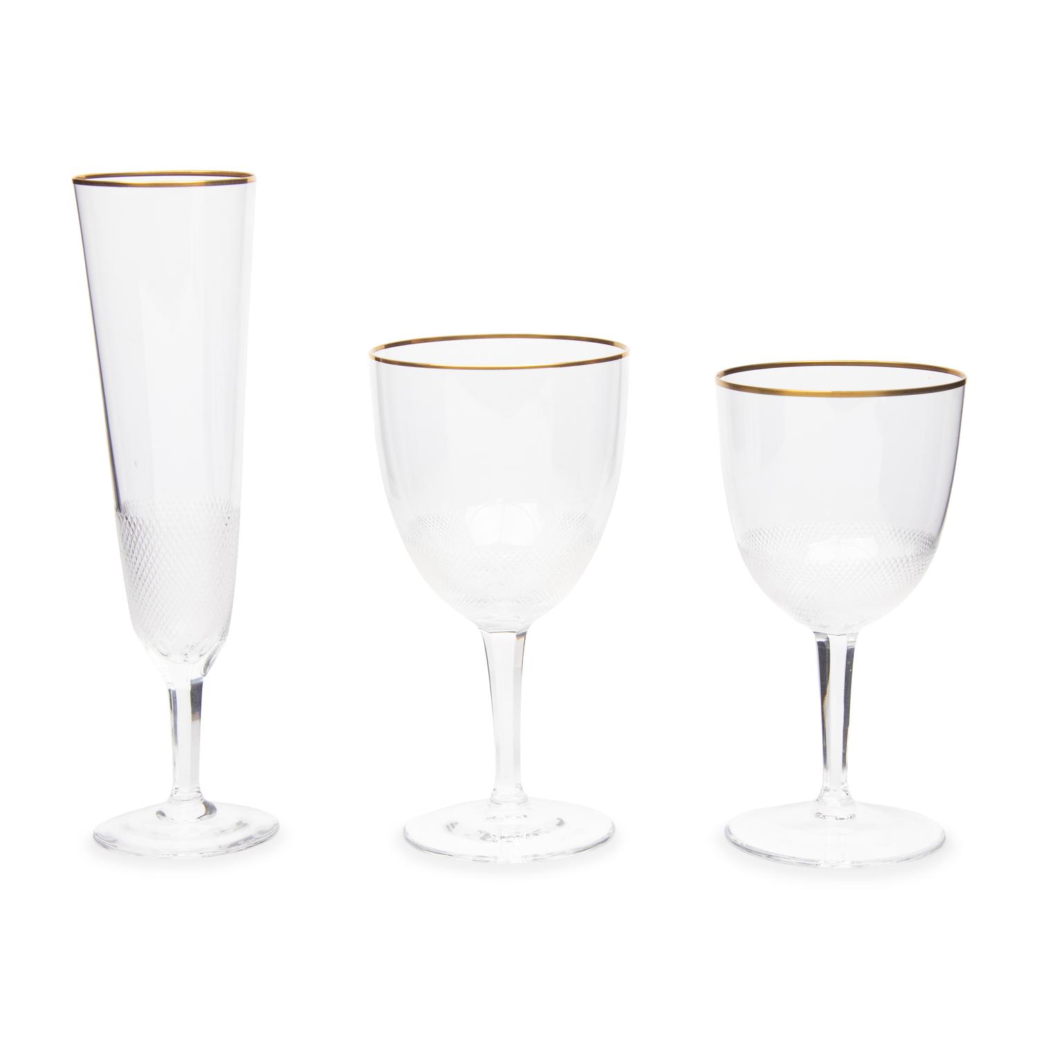 A Moser Gilt Decorated Cut-Glass Stemware Service