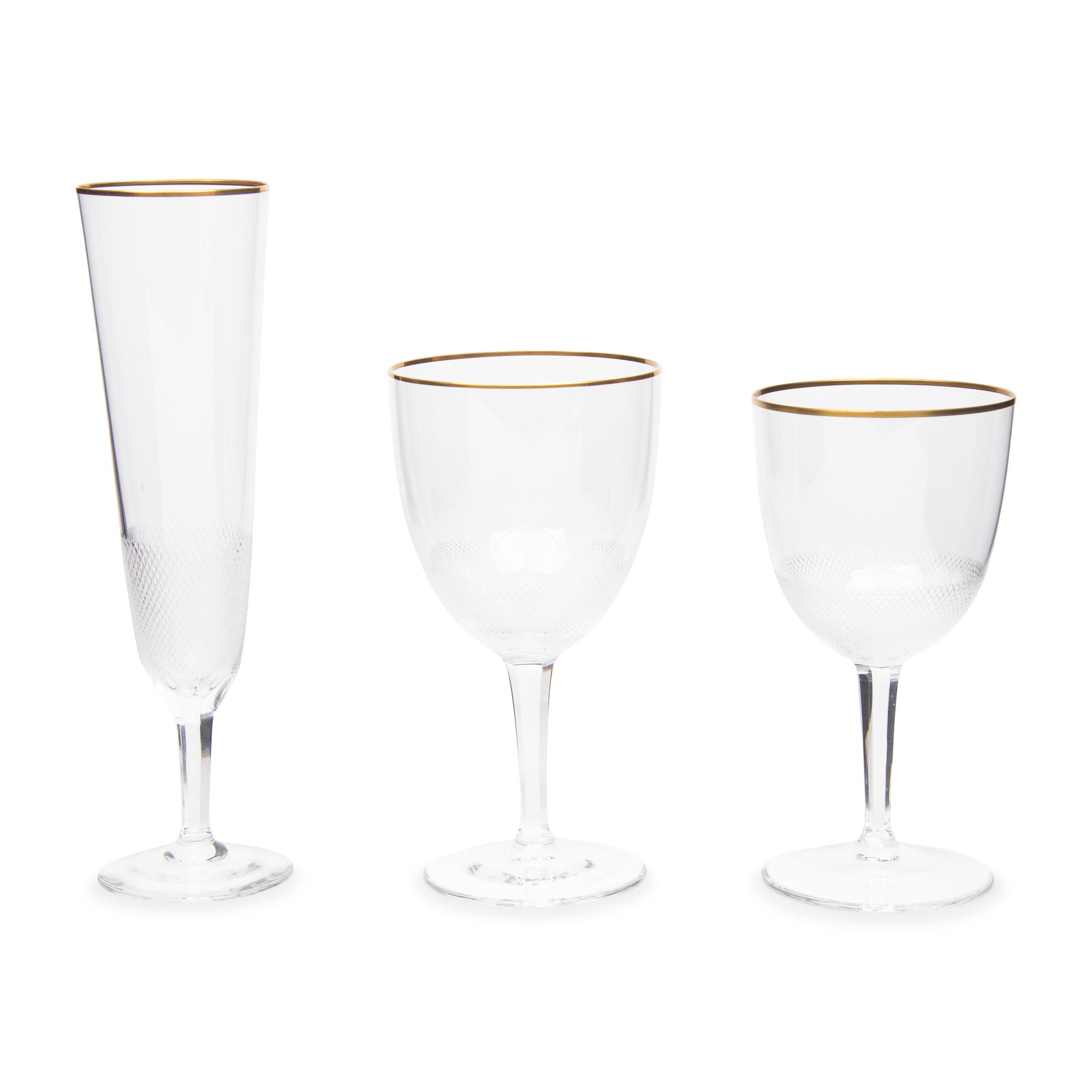 A Moser Gilt Decorated Cut-Glass Stemware Service