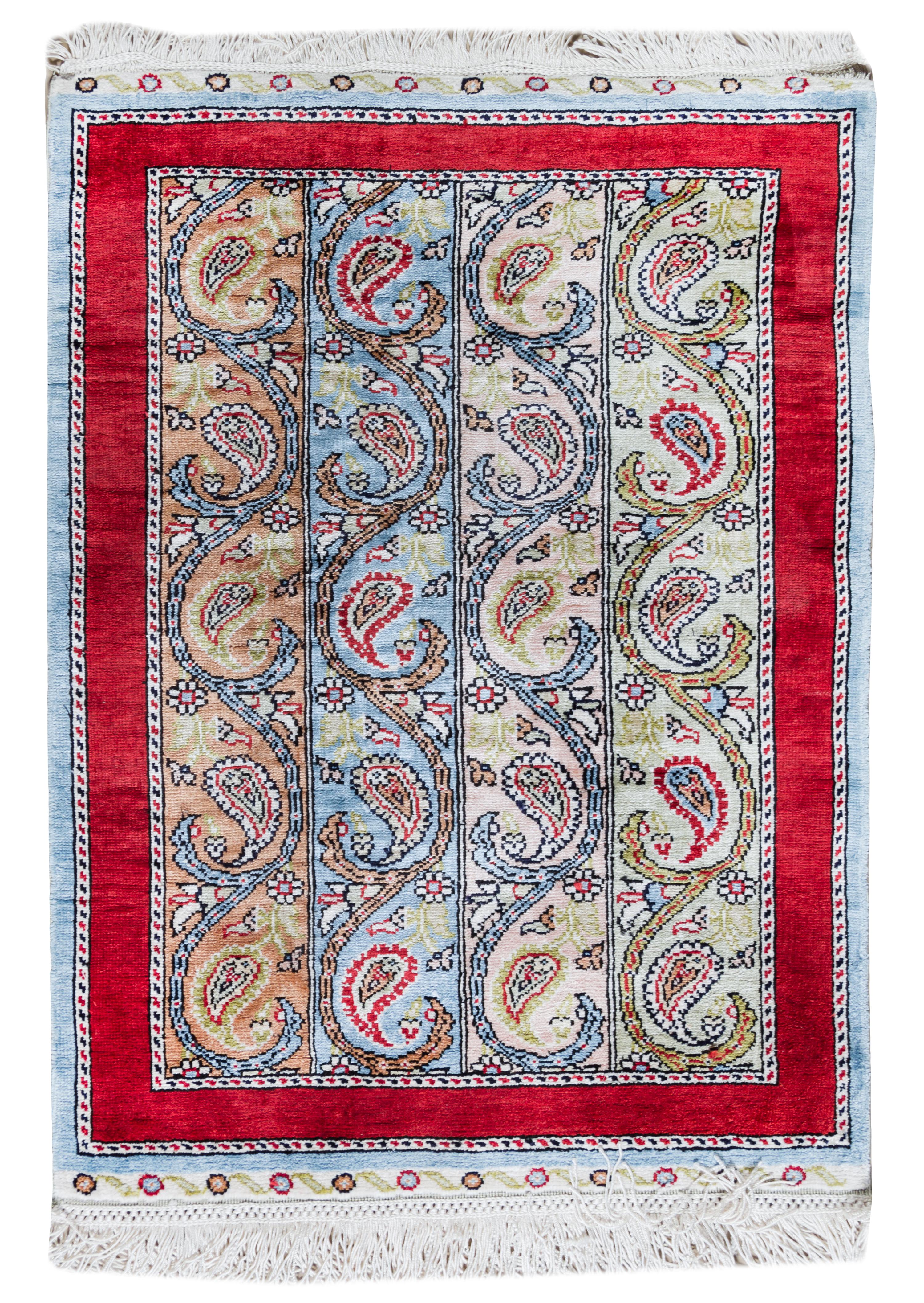 A Persian Silk Prayer Rug 2 feet 3 inches x 1 foot 7 1/4 inches. — 20TH CENTURY