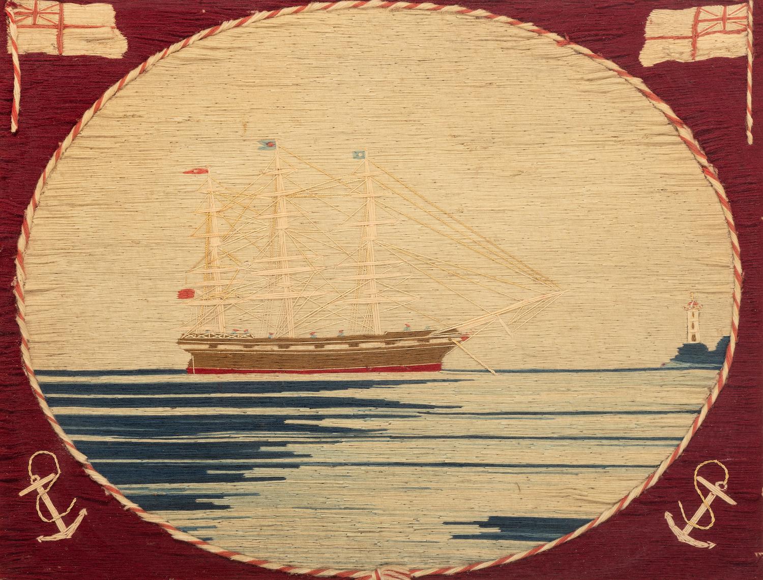 Two English Sailor Woolwork Pictures